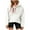 01 White, variant on Fuzzy Sherpa Sweatshirts for Women Color Block Casual Stand Collar Long Sleeve Loose Pullovers Tunic Tops