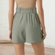 thumbnail image 2 of Pantalones cortos de cintura alta para mujer - Abertura lateral, bolsillos - Informal de negocios - Espalda elástica, cierre con cremallera - Tallas S-XXL, 2 of 6