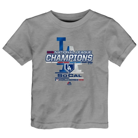 National League Champions Locker Room - Los Angeles Dodgers Majestic Toddler 2018 National League Champions Locker Room T-Shirt - Heather Gray