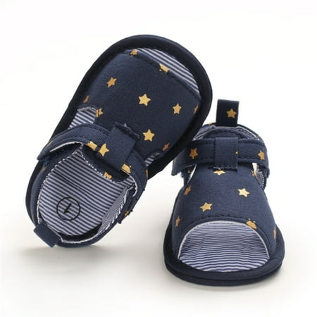 

Aayomet Toddler Soft Crib Prewalker Summer Baby -Slip Shoes Hollow Flower Sandals Baby Shoes Kids Slide Sandals Dark Blue 5 M Toddler