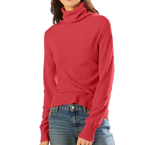 SELONE Turtle Necks Tops for Women Base Layer Knitted Pullover Long Sleeve Sweaters Bodycon Soild Underwear Red S