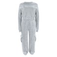 thumbnail image 5 of Women's 2 Piece Tracksuit Set Crewneck Cropped Long Sleeve Top High Waist Cargo Jogger Pants Elastic Waist Side Pockets Relaxed Comfortable Outfit for Workout Casual Daily Wear Gray_#47 M, 5 of 5