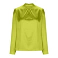 thumbnail image 5 of UAMVSH Women's Long Sleeve Shirts Silk Satin Casual Business Dressy Tops Soft Smooth Mock Neck Blouses for Office Work(Medium,Army Green), 5 of 7