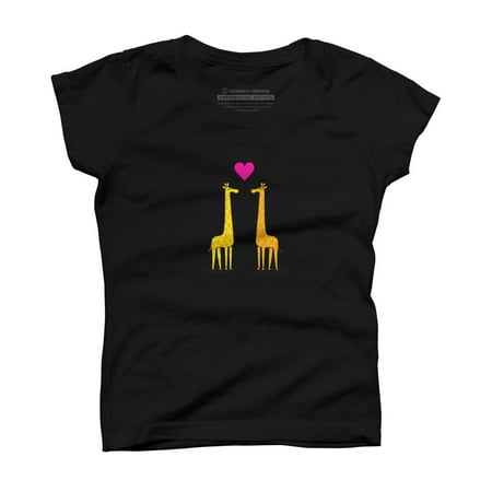 

Cute cartoon giraffe couple in Love Girls Black Graphic Tee - Design By Humans M