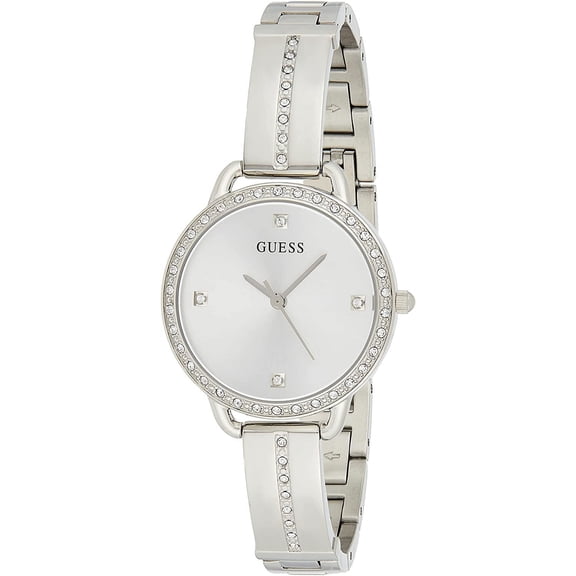 Guess 30MM Crystal Bangle Watch Silver-Tone