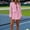 Pink, variant on Women's Tie Front Romper Dress Long Sleeve V-Neck Ruffle Hem Casual Summer Short Jumpsuit for Beach