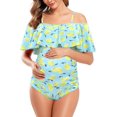 thumbnail image 1 of Trajes de baño de Maternidad con Hombros Descubiertos para Mujer Ruffle Embarazo Traje de baño de una Pieza Impresión - Limón 1X Impresión - Limón 1X Xishao ropa, 1 of 2