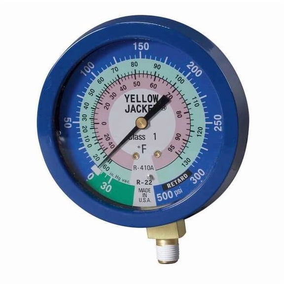 Gauge,3 1/8In Dia,Low Side,Blue,350 psi 49516