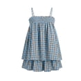 thumbnail image 6 of Women 2 Piece Lounge Set Plaid Summer Pajama Set Sleeveless Peplum Cami Top and Wide Leg Shorts Set Beachwear Vacation Outfits, 6 of 8