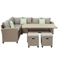 thumbnail image 1 of Patio Furniture Set 5 Pcs Outdoor Conversation Set All Weather Wicker Sectional Couch Sofa Dining Table Chair w/ Ottoman&Pillow My Lux Decor Round, 1 of 7