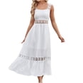 thumbnail image 5 of Summer Plus Size Dresses for Womens 2025 Fashion Solid Color Comfortable Loose Sleeveless Casual Cut-out Lace Dress, 5 of 9