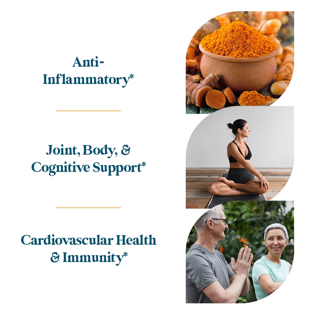 Pattern Wellness Turmeric Curcumin with BioPerine® Joint, Cognitive & Body Support, 60 Count