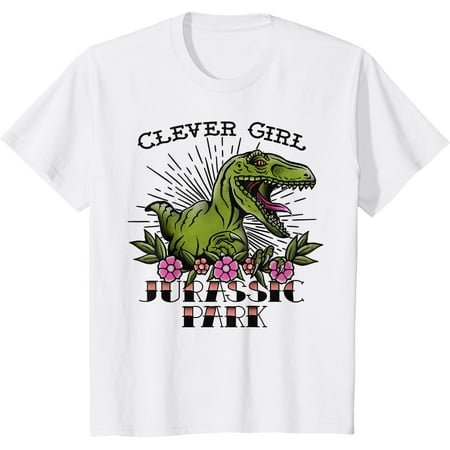 

Jurassic Park Velociraptor Clever Girl Youth T-Shirt for Boy Girl Kids Toddler White Color Size 5/6