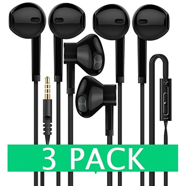 Epacks Headphones 3 Pack Certified In Ear Earbuds Earphones Microphone Premium Hd Stereo Noise Isolating Headset For Apple Iphone Ipod Ipad Samsung Galaxy Lg Htc 3 5mm Audio Jack Devices Black Walmart Com Walmart Com
