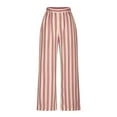 thumbnail image 3 of LEBONYARD Womens Casual Knit Pull on Pants,Womens Pants Dressy Casual,Women's Summer High Waisted Wide Leg Pants Stripe Matching Yoga Gym Long Pants Beige S, 3 of 5