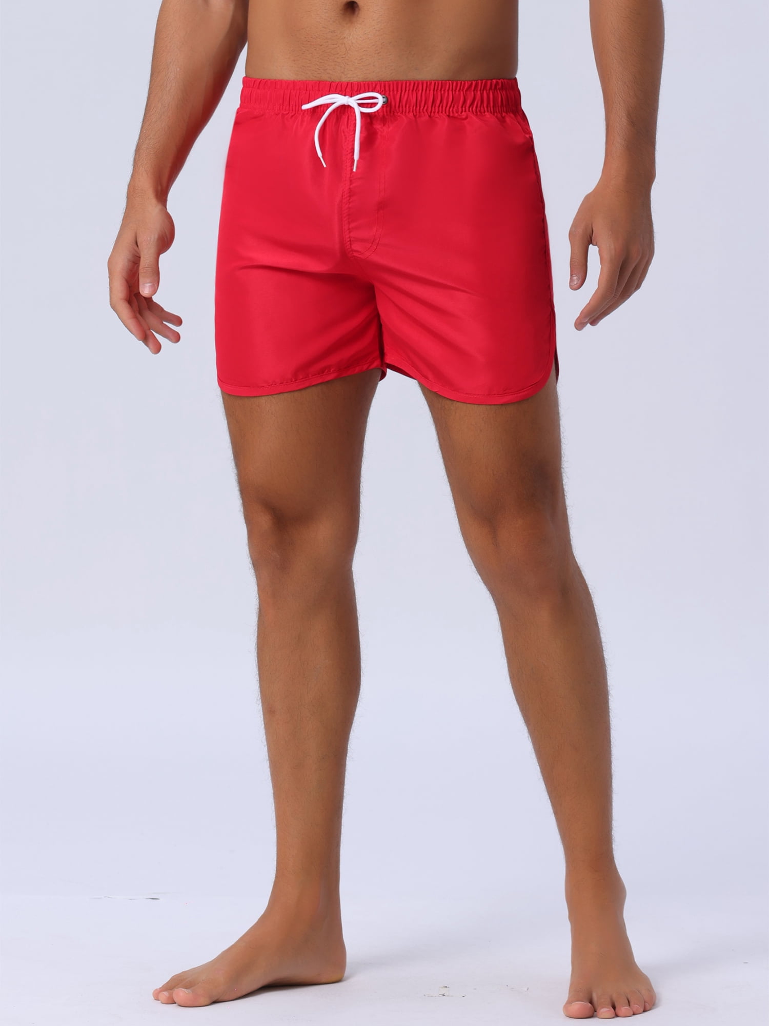 DARING DIVA Men's Elastic Waist Drawstring Beach Board Shorts 32 Red