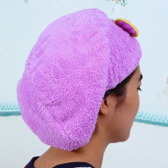 BIMZUC Microfiber Quick Dry Hair Towel Bowknot Wrap Hat Shower Cap, Purple (8.8 inches / 22.5 cm)