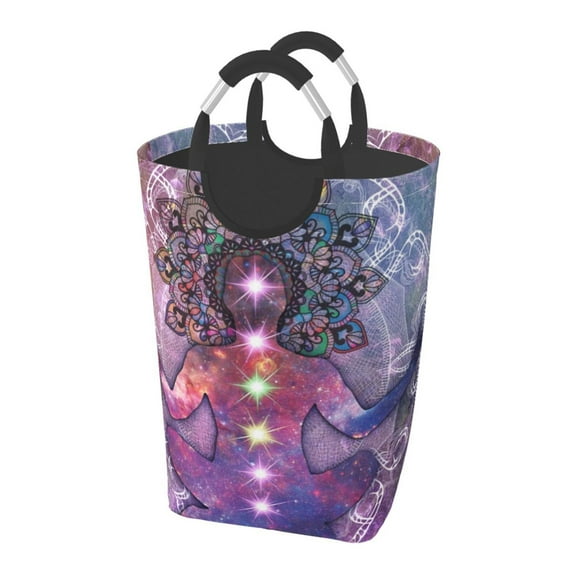 XMXY Meditation Spiritual Rectangular Laundry Basket Organizer , Collapsible Folding Tall Clothes Hampers for Laundry with Handles