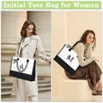 thumbnail image 4 of IEFSHINY Rose Initial Canvas Tote Bag for Women Girls Portable Makeup Bag Zipper Adjustable Strap Zipper Personalized Tote Bag for Women Girls Birthday Gifts, 4 of 7