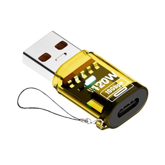 Type-C to USB A Converter with Light 120W, Type C Male to USB A Female Adapter, USB-A Extender Clear Shell Adapter Type C Male to USB A Female Adapter