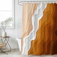 thumbnail image 4 of Orange Coastal Beach Bathroom Shower Curtains with 12 Hooks Polyester Waterproof Shower Curtain for Stalls and Bathtubs Rustic Abstract Sea Waves Striped Decorative Bathroom Curtain 60x72 Inches, 4 of 9