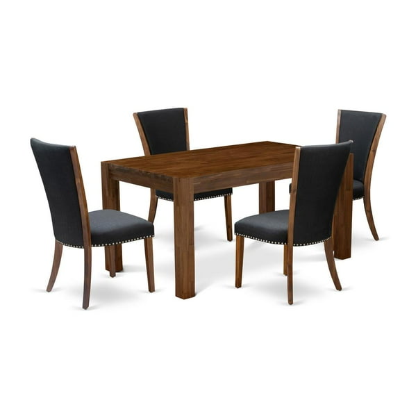 East West Furniture Celina 5-piece Wood Dining Set in Natural/Black
