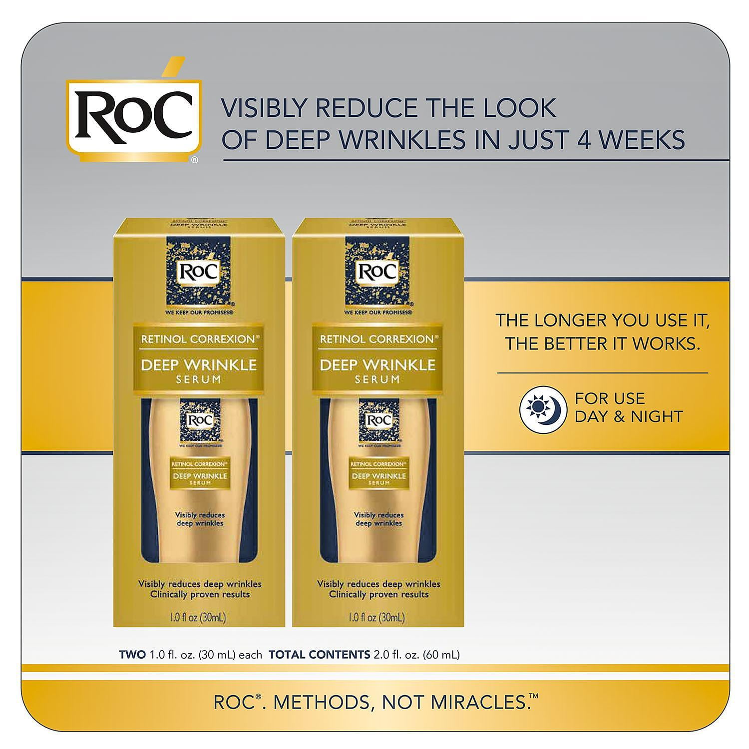 RoC Correxion Deep Wrinkle Facial Serum, Anti-Wrinkle Treatment Made with Retinol (1 fl. oz., 2 pk.) - Walmart.com