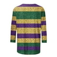 thumbnail image 4 of Qetyuw Mardi Gras Shirt Women 3/4 Sleeve Color Block Tee Shirts Carnival Party Round Neck Shirts Casual Holiday Plus Size Tshirts, 4 of 5