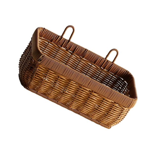 Cesta de almacenamiento para organizar contenedores de almacenamiento, cestas para toallas, para colgar en la pared del baño. Marrón