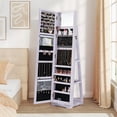 thumbnail image 3 of Resenkos Jewelry Armoire Cabinet, Jewelry Storage Chest,360° Rotatable 2-in-1 Lockable Jewelry Cabinet with Full-Length Mirror-Purple, 3 of 9