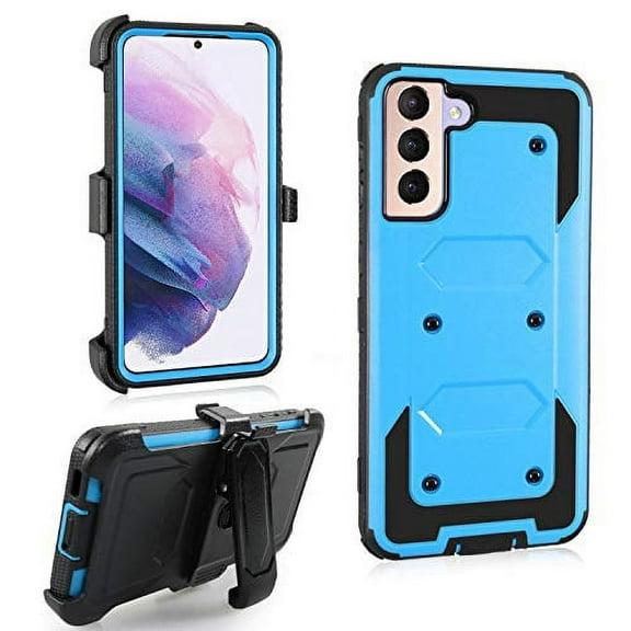 GoldCherry for Samsung Galaxy S21 Plus Case,Heavy Duty High Impact Resistant Armor Holster Defender Case with Kickstand Swivel Belt Clip Holster for Samsung Galaxy S21 Plus 6.7 Inch(Blue)