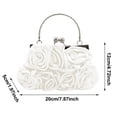 thumbnail image 3 of TrendOFT Womens Evening Bags Satin 14 Roses Handheld Clutch Wedding Party Formal Event Accessory Formal Clutch White One Size, 3 of 3