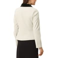 thumbnail image 3 of INSPIRE CHIC Women's Contrast Turn Down Collar Pocket Single Breasted Winter Peacoat XS Cream White, 3 of 6
