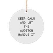 Auditor Gifts from Friends and Family - Keep Calm and Let the Auditor Handle It Circle Ornament, Christmas Unique Present for Auditor