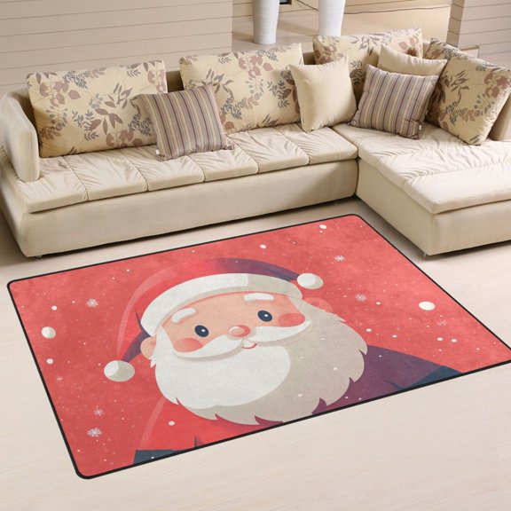Santa Claus Christmas Area Rug Washable Floor Carpet Mat 60 x 39 inch for Bedroom Living Room Kids Room Home Decor