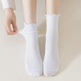thumbnail image 2 of Zhengup Womens Ruffle Socks Crew Casual Cotton Frilly Breathable Cute Knit Lettuce Trim Ankle Solid Socks 6 Pack, 2 of 8