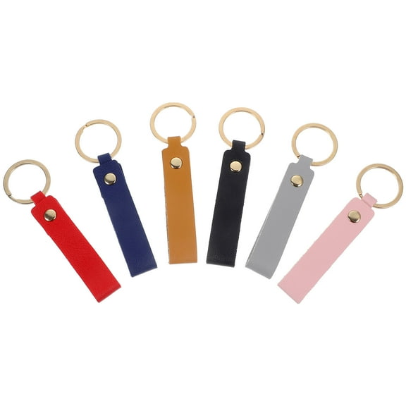 Short Lanyard Key Chains Women for Car Keys Vintage Keychain Fashion Blank Personality Miss Pu 6 Pcs