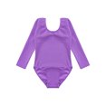 thumbnail image 3 of Nyeemya Girls Fleece Lined Bodysuit Long Sleeve Ballet Leotard Kids Dance Undergarment Thermal Purple 120, 3 of 7