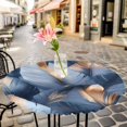 thumbnail image 6 of Navy Blue Ombre Feather Round Tablecloth for 45-54 Inch Tables, Fitted Table Cover with Elastic Edge, Modern Art Leaves Waterproof Outdoor Table Cloth Protector for Patio Garden Dinner Picnic, 6 of 9