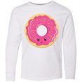 thumbnail image 3 of Inktastic Hot Pink Donut Long Sleeve Youth T-Shirt, 3 of 5