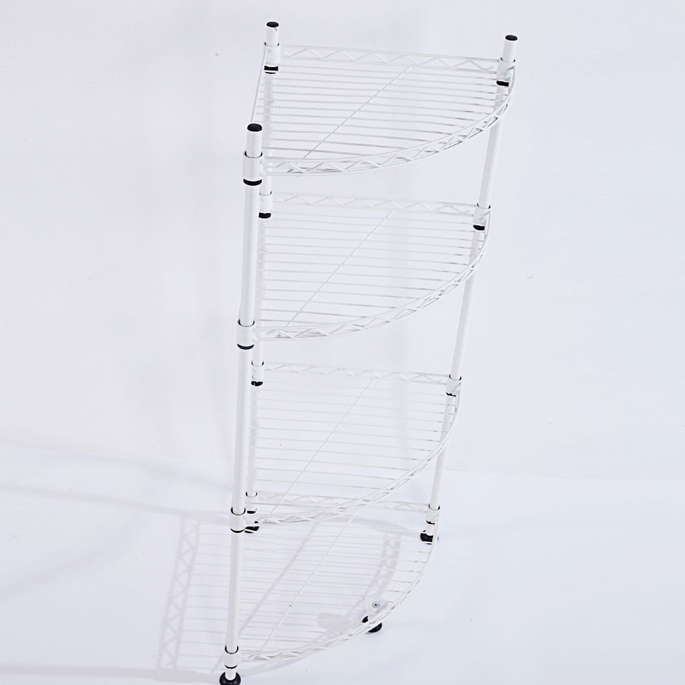 Kepooman 4-Layer Plastic Triangle Corner Shelf, White Kepooman 4-Layer Plastic Triangle Corner Shelf, White