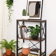 thumbnail image 2 of Standing Shelf Ladder Rack with 4 Open Shelves Bookshelf Kitchen Shelf for Kitchen Office Rustic Brown and Black, 2 of 6