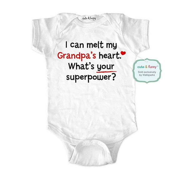 I can melt my Grandpa's heart. What's your superpower? - cute & funny Baby one piece bodysuit - Great Baby Shower Gift