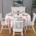 thumbnail image 2 of Pink Love Heart Valentine's Day Round Table Cloth,Wrinkle Resistant Table Cover with Polyester,Waterproof Reusable Tableclothes for Easter Birthday Picnic Wedding (Round,60x60inch), 2 of 6