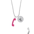 thumbnail image 2 of Delight Jewelry Hot Pink Telephone Silvertone Script Initial Disc - E - Charm Necklace, 20"+3", 2 of 4