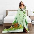 thumbnail image 5 of SPXUBZ St. Patrick's Day Throw Blanket - Gnome Shamrock Flannel Blanket for Sofa Couch Bed, 5 of 7