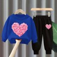 thumbnail image 2 of Toddler Girl Winter Clothes 2T 3T 4T 5T 6T 7T 8T Girl Clothes Toddler Girl Clothes Fall Outfits Long Sleeve Sweatshirt Tops + Pants Set Blue Size 2-3 Years, 2 of 4