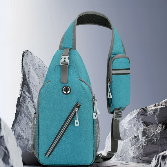 Summercome Crossbody Sling Backpack, Small Sling Bag with Phone Holder on Strap, Hiking Daypack Chest Bag, Travel Shoulder Bags, Sling Backpack with Anti-theft Pocket, Mint Green (A)