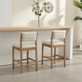 thumbnail image 3 of Guyou Counter Height Bar Stool Set of 2, Linen Upholstered Kitchen Island Chairs, Modern Farmhouse Wooden Bar Stools for Dining Room Kitchen, Beige, 3 of 11