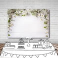 thumbnail image 4 of Spring Flowers Backdrop White Floral Wood Wall Wedding Photography Background White Daisy Bridal Shower Engagement Party Decorations Supplies Cake Table Banner Photo Booth Props, 4 of 6